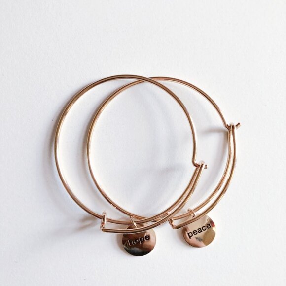 Gold Engraved Bangles With Charms - Picture 4 of 7